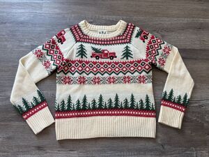 Kiel James Patrick Cozy Cabin Sweater Fair Isle Truck Tree Winter Christmas XS